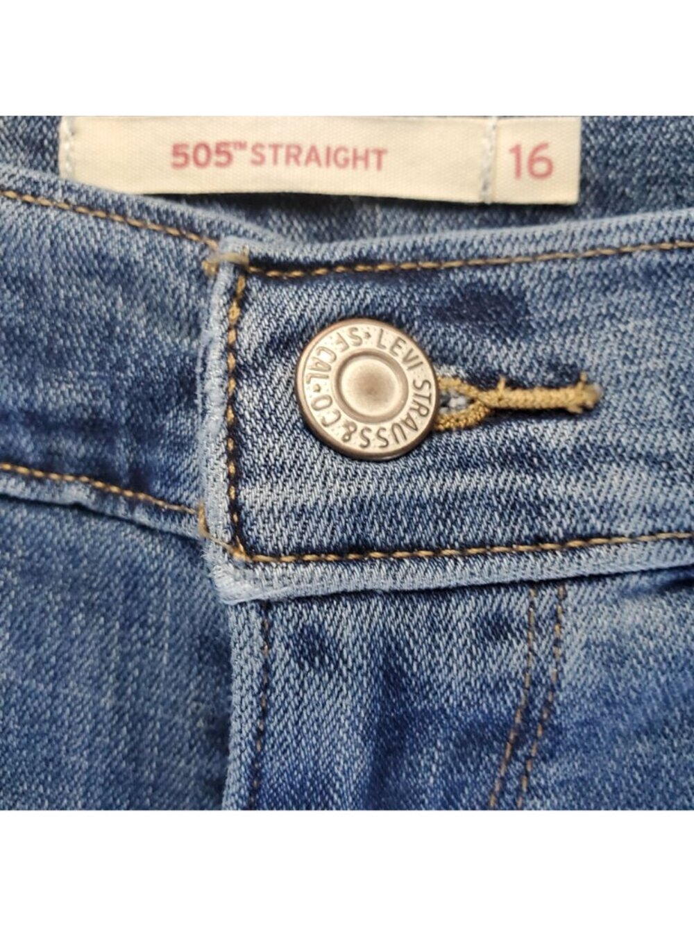 Levis Jeans Womens Size 16 Blue 505 Straight Stretch Denim Classic - Picture 10 of 13